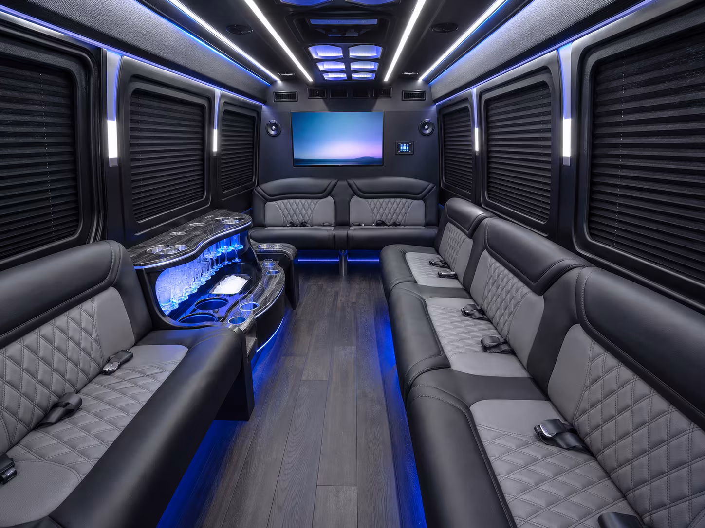 baytown 40 passenger party bus interior